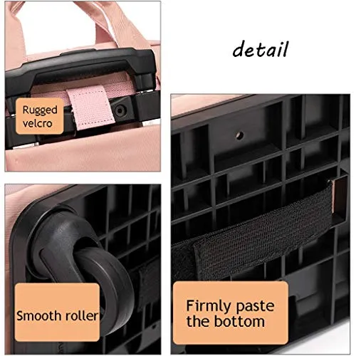 STATEGY Rolling Backpack,Waterproof Trolley Travel School Bag with Wheels Business Carry-on Rucksack Perfect for Men and Women (Color : Pink, Size : M)