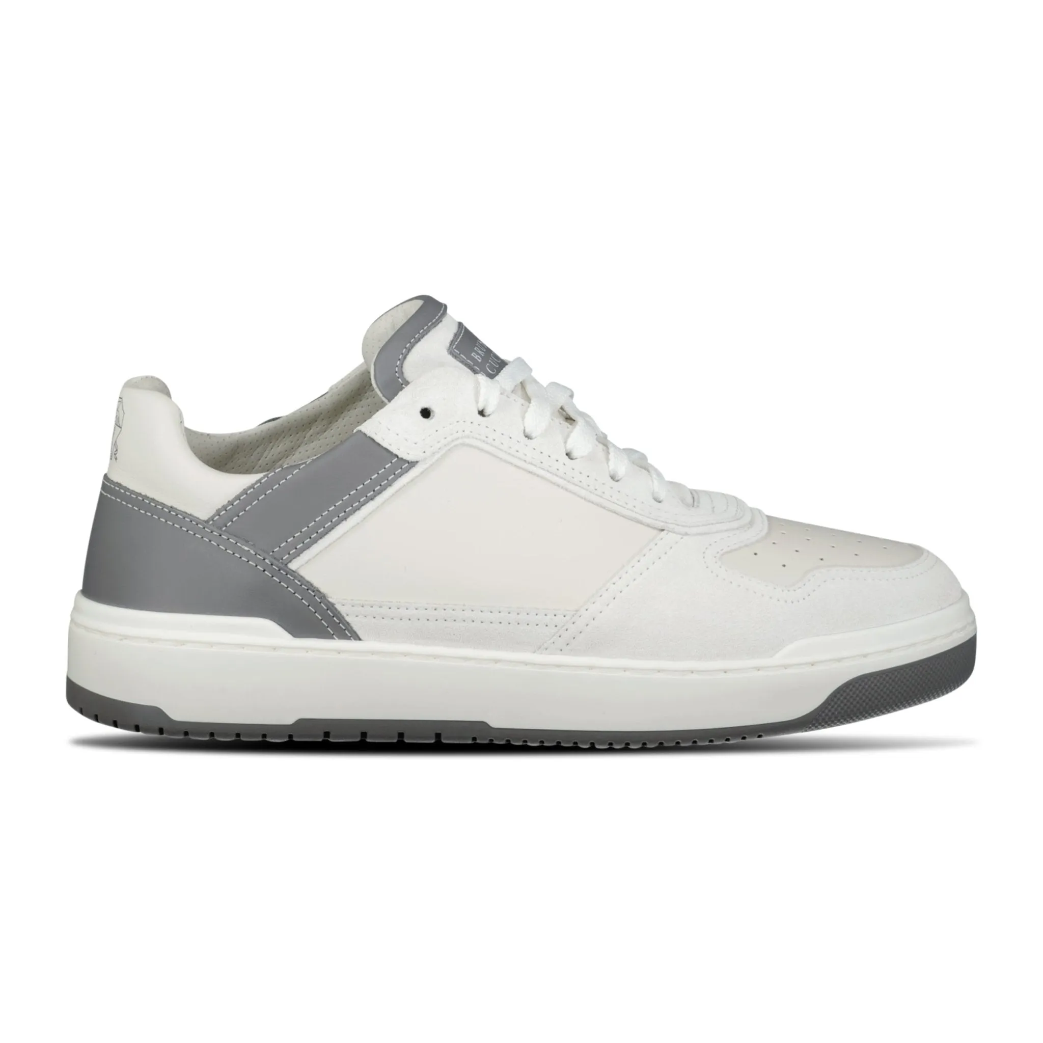 Suede & Leather Trainers White & Grey