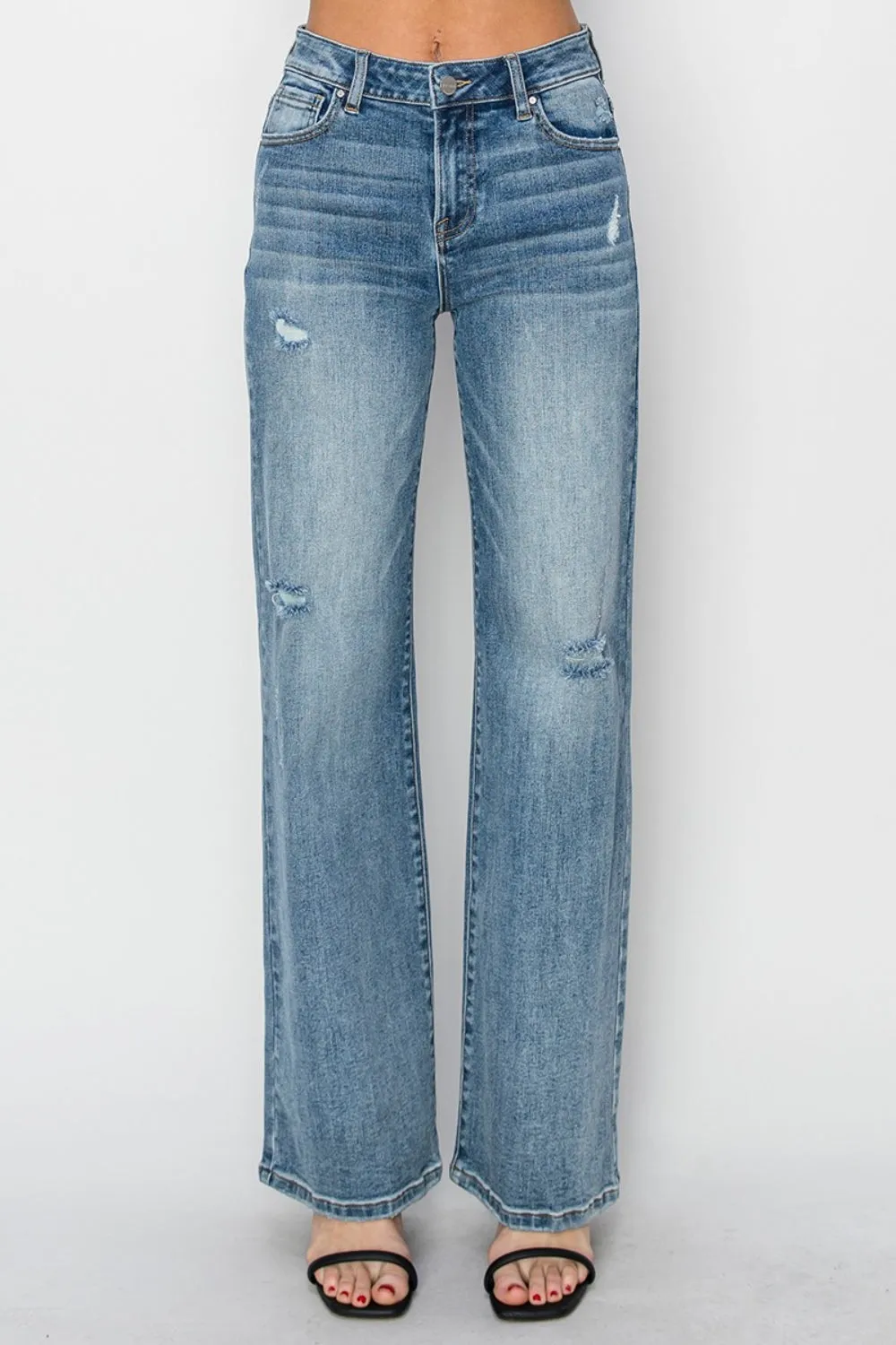 Sully High Rise Distressed Wide Leg Jeans
