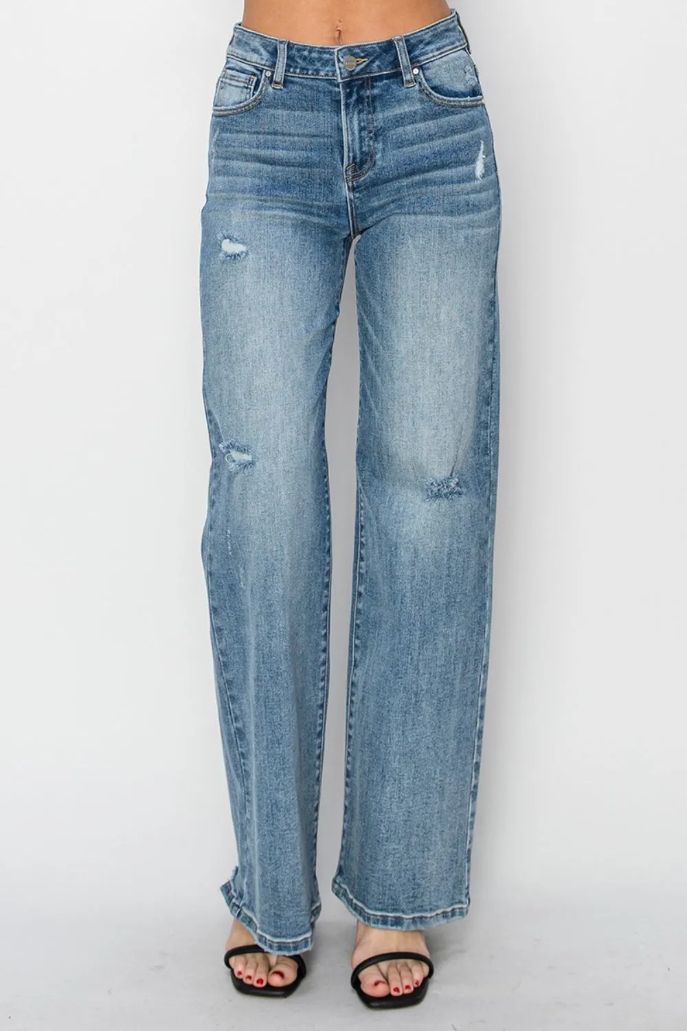Sully High Rise Distressed Wide Leg Jeans