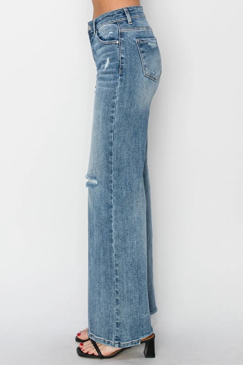 Sully High Rise Distressed Wide Leg Jeans