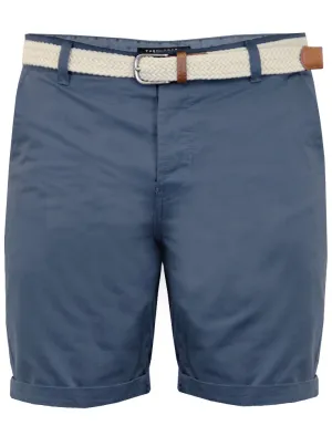 Theo Basic Chino Shorts with Woven Belt in Powder Blue