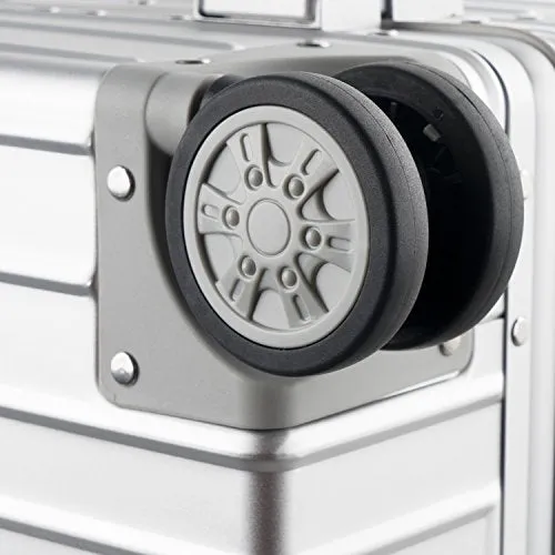 TRAVELKING Multi-size All Aluminum Hard Shell Luggage Case Carry On Spinner Suitcase (20"-28") (Silver, 24")