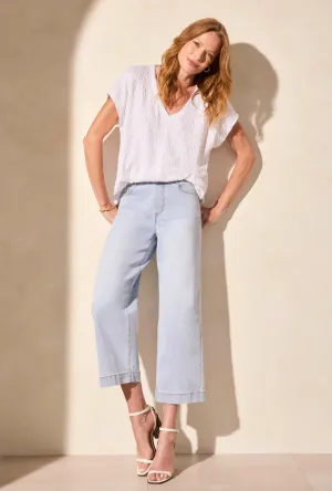 Tribal Audrey Comfort Stretch Pull-On Cropped Wide Leg Jeans | Lt Surf
