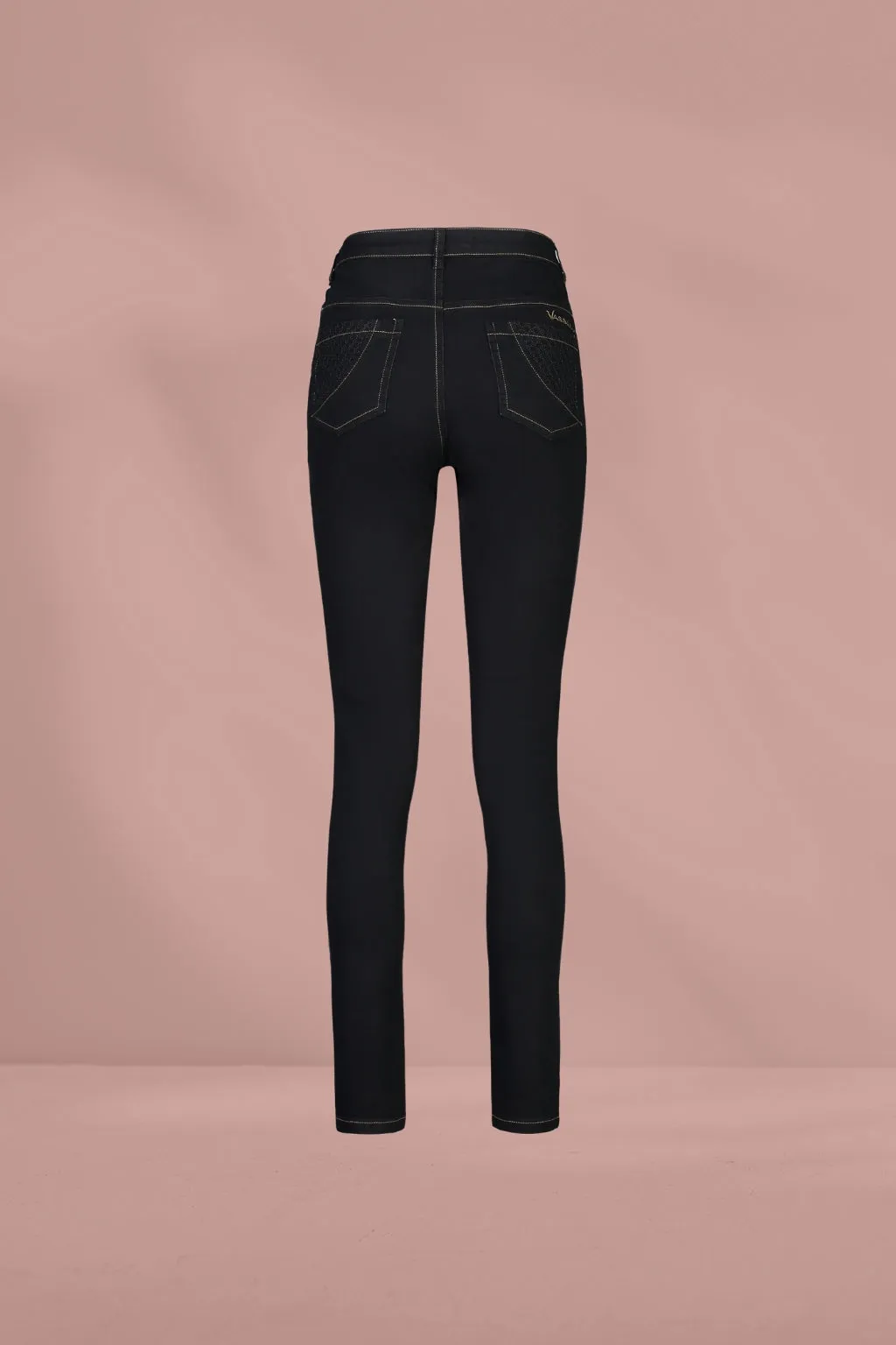 Vassalli Skinny Leg Basket Weave Jeans Black