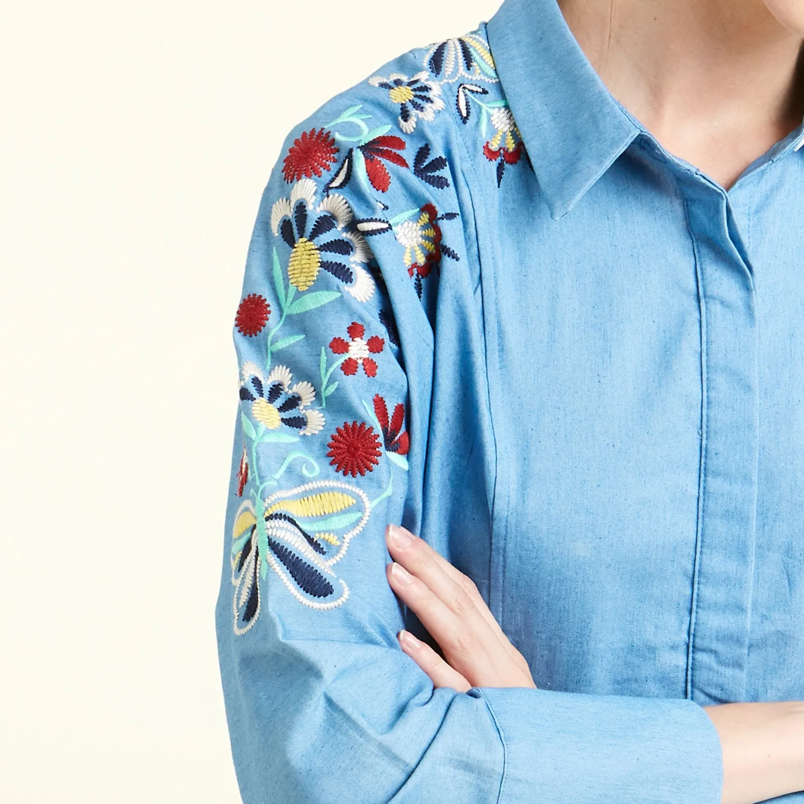Vintage Floral Embroidered Blouse
