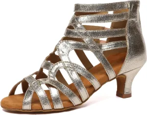 Women's Ballroom Latin Salsa Dance Shoes Open-Toe Ankle Dance Heels, L601