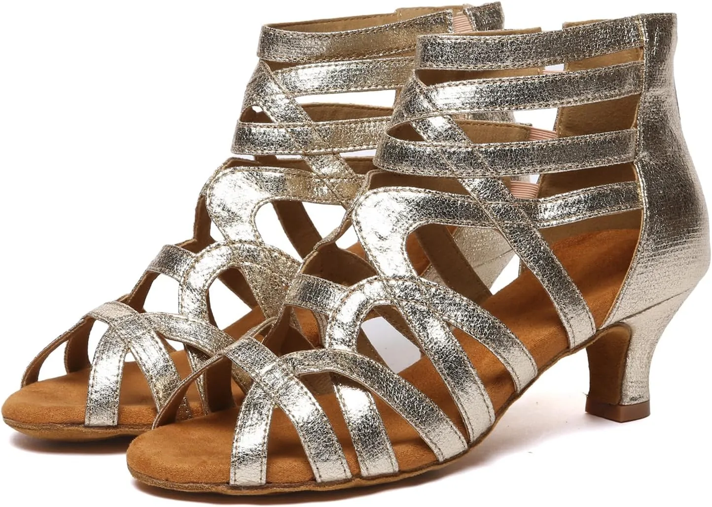 Women's Ballroom Latin Salsa Dance Shoes Open-Toe Ankle Dance Heels, L601