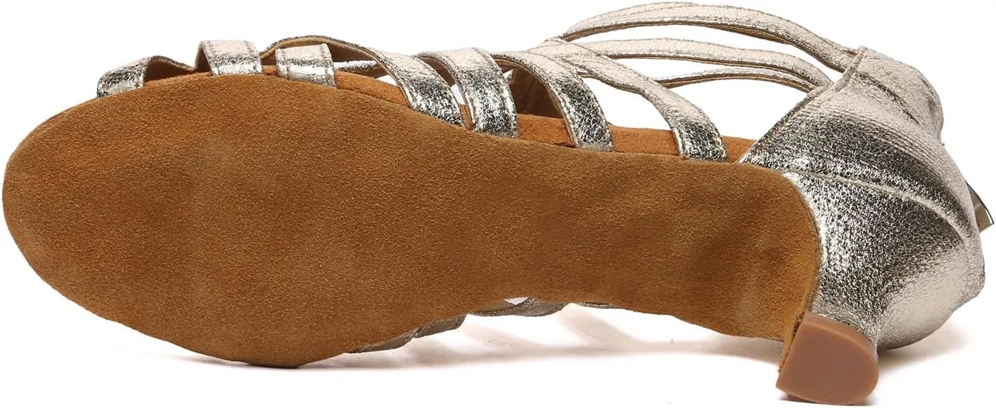 Women's Ballroom Latin Salsa Dance Shoes Open-Toe Ankle Dance Heels, L601