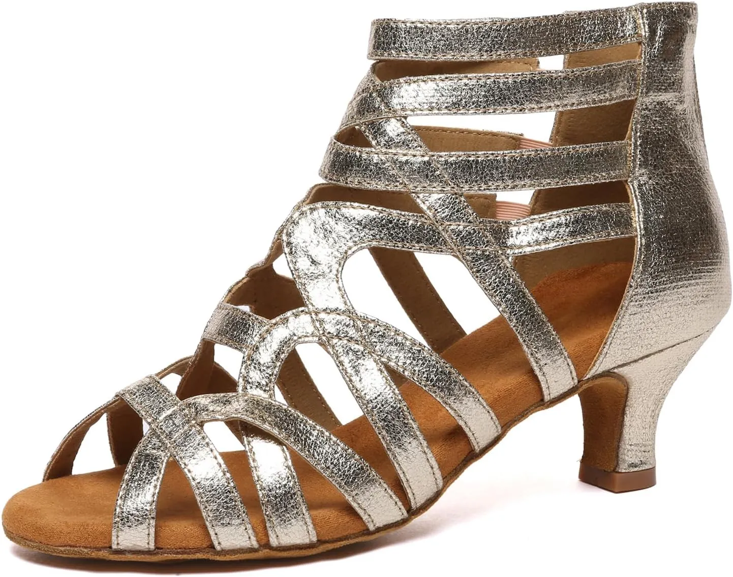 Women's Ballroom Latin Salsa Dance Shoes Open-Toe Ankle Dance Heels, L601