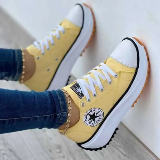 Women's Canvas Lace-Up Trainers