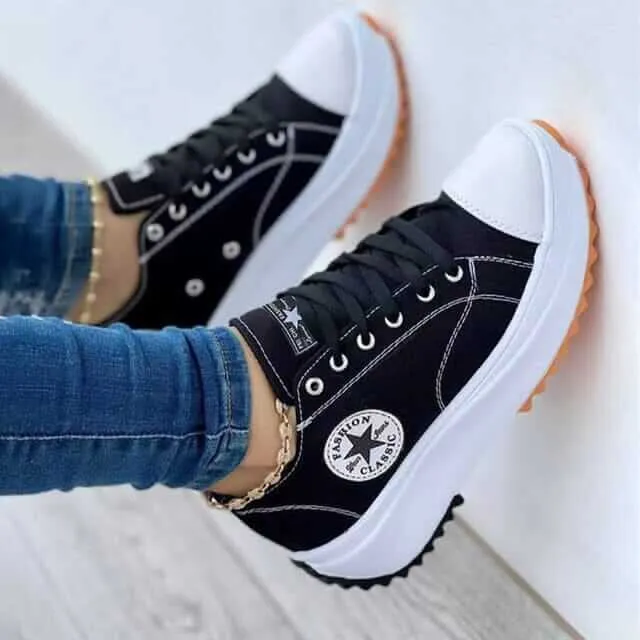 Women's Canvas Lace-Up Trainers