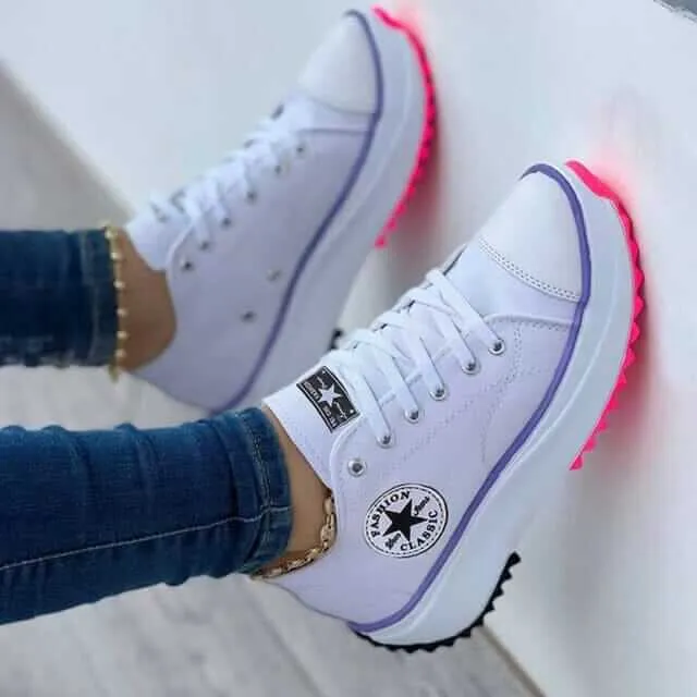 Women's Canvas Lace-Up Trainers