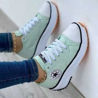 Women's Canvas Lace-Up Trainers
